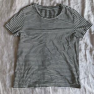 GAP 100% Organic Cotton Vintage Black and White Stripe Crewneck T-Shirt